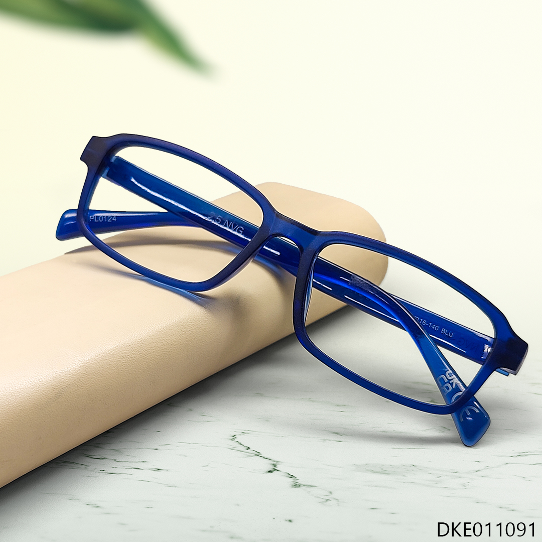 Classic Shape Blue Color Fiber Eyeglasses
