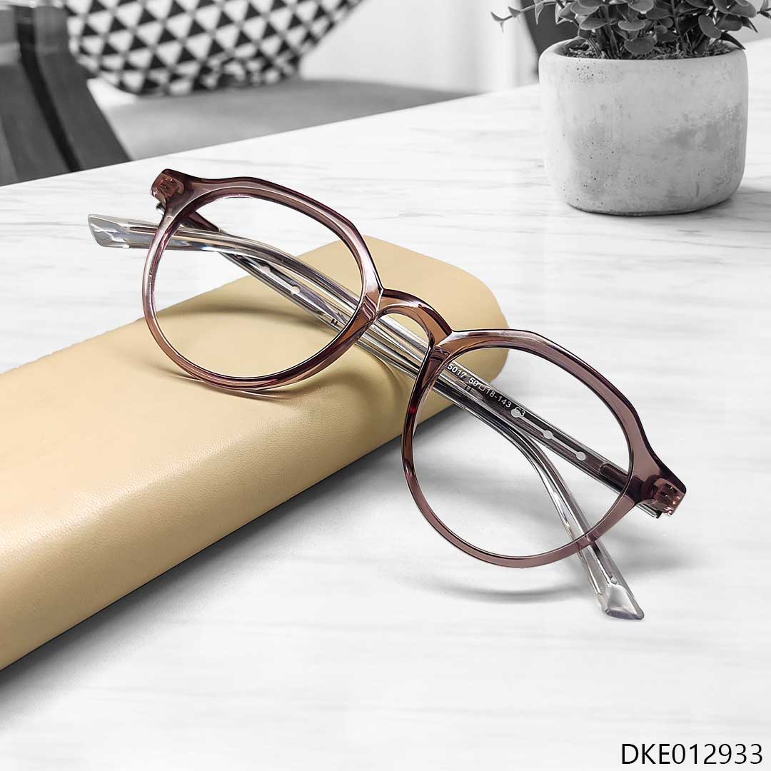 Semi Round Pink Transparent Eyeglass