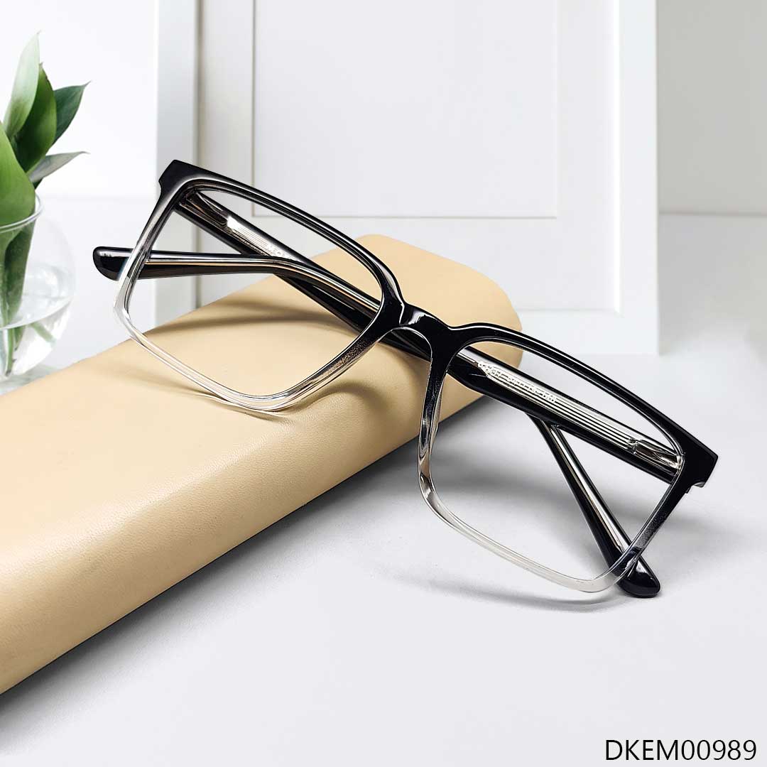 Black & Transparent Mixed Square Eyeglass