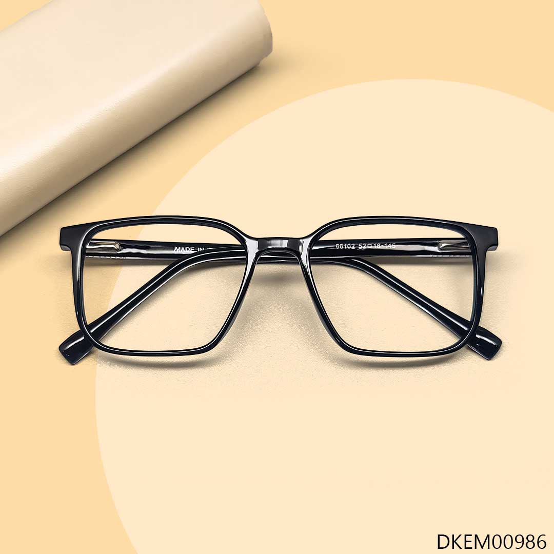 Classic Square Glossy Black Eyeglasses