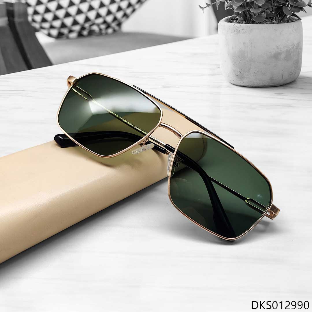 Premium Quality Bottle Green & Golden Sunglass