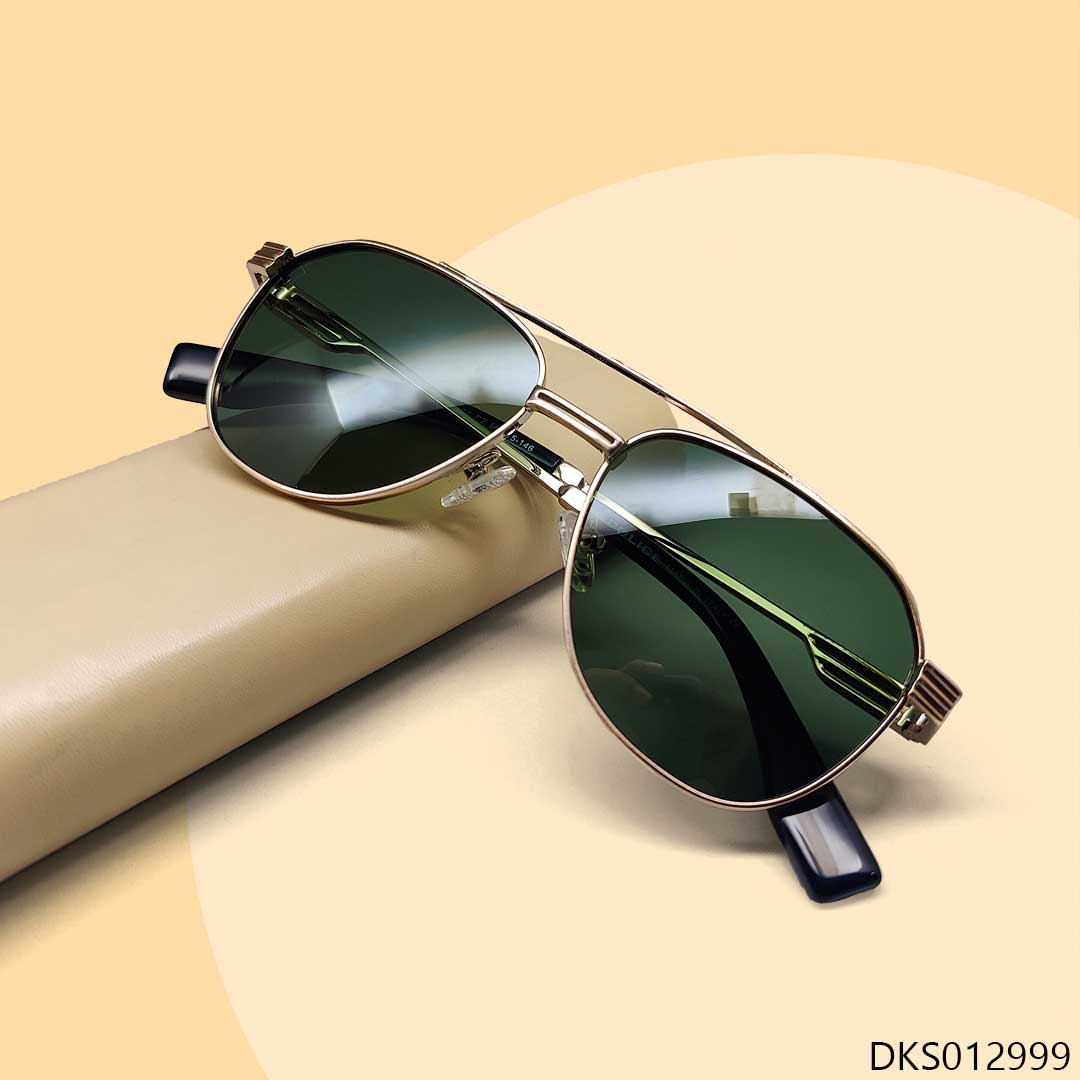 Aviator Shape Bottle Green Lens Sunglass