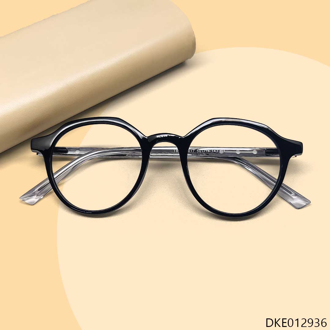 Semi Round Glossy Black Eyeglass