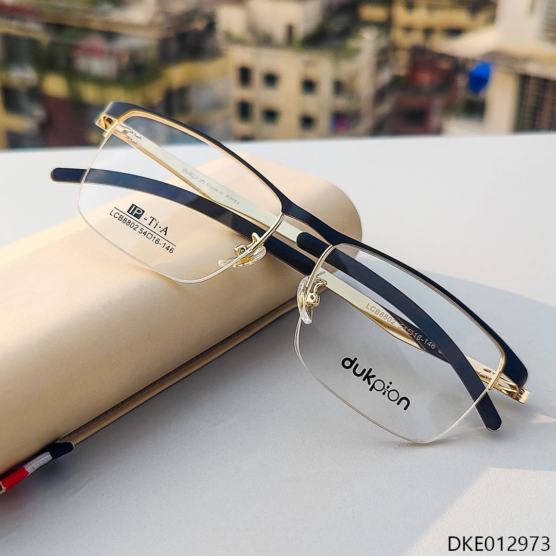 Golden and Black Color Half-rim Eyeglass