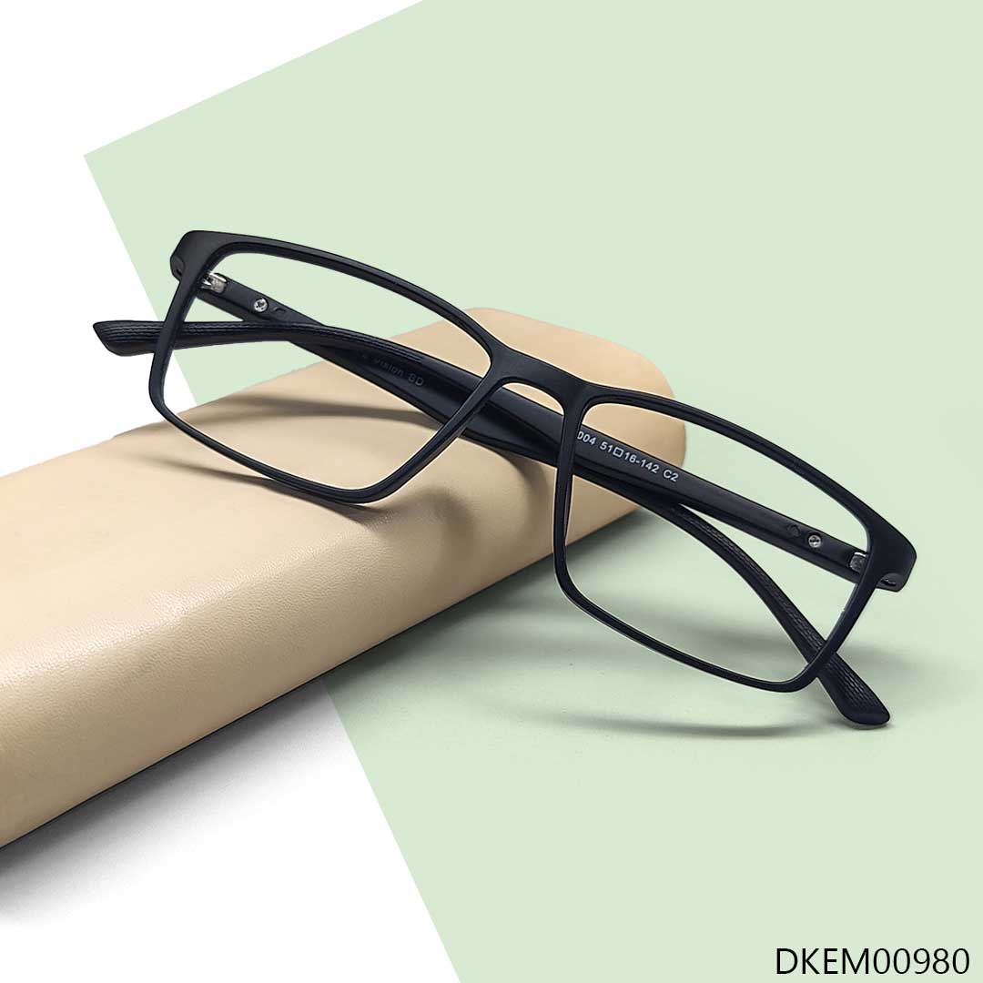 Black Color Rectangle Shape TR90 Eyeglass