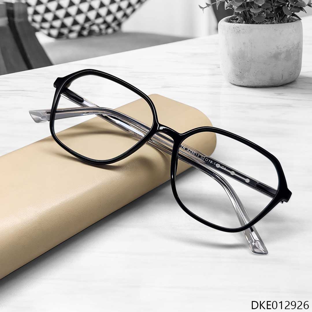 Glossy Black Semi Round Eyeglasses