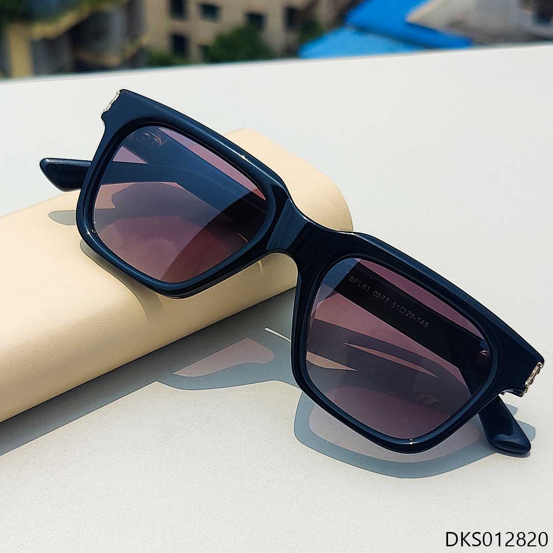Glossy Black Fashionable Braded Sunglass