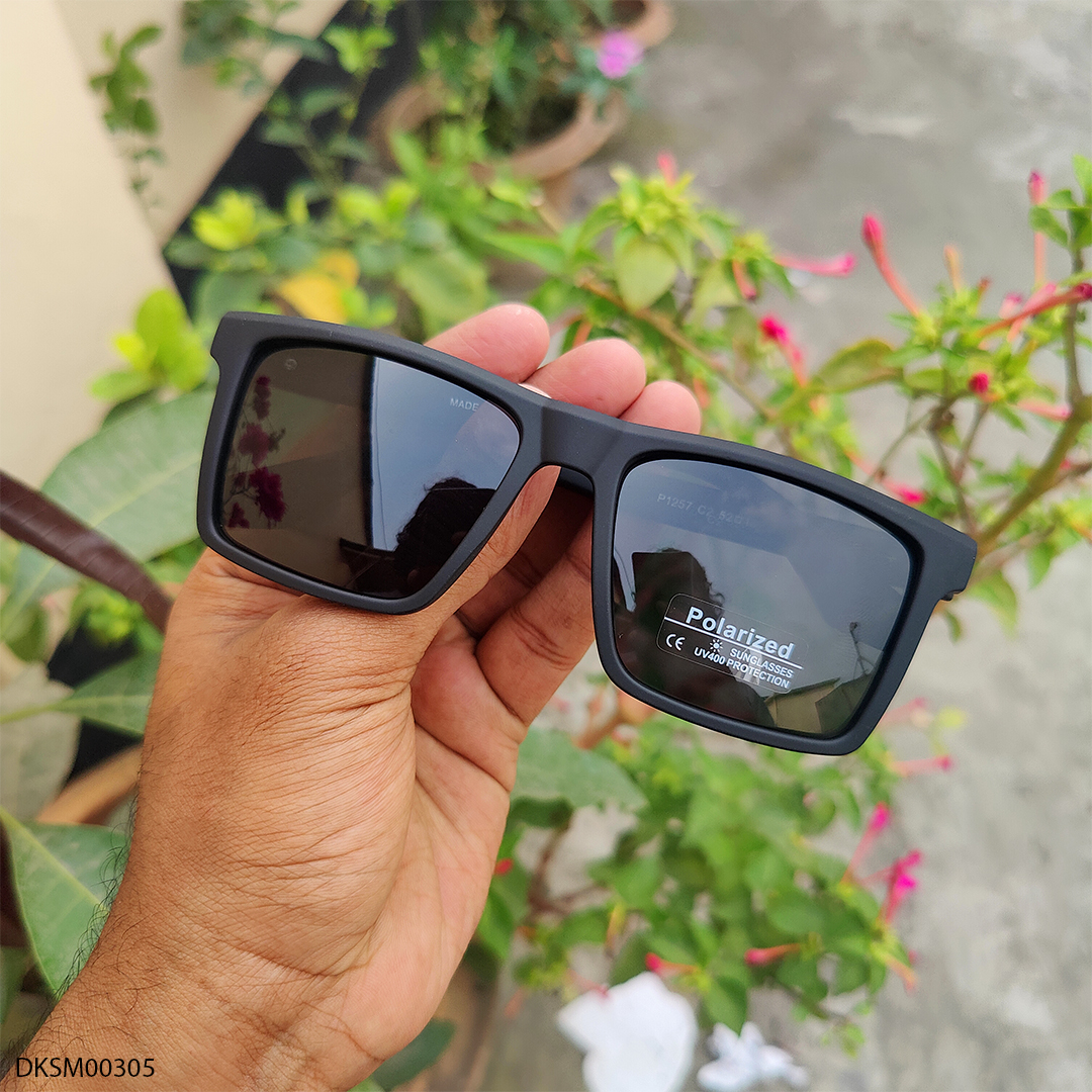 Matt Black Square Shape Polarized Sunglass
