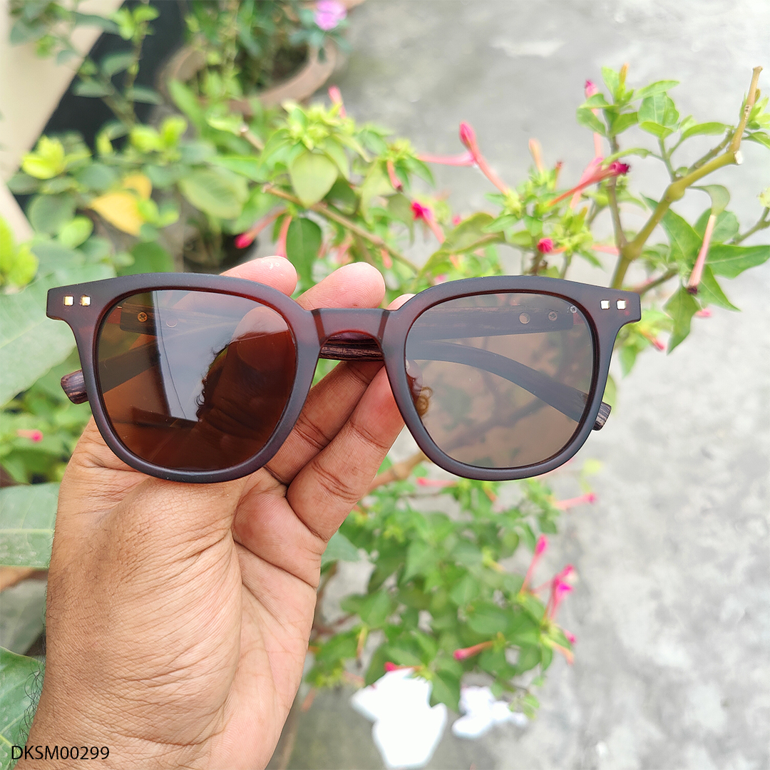 Brown Color Wooden Temple Sunglasses
