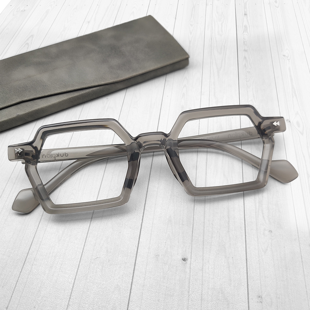 Grey Transparent Geomatric Shape Eyeglasses