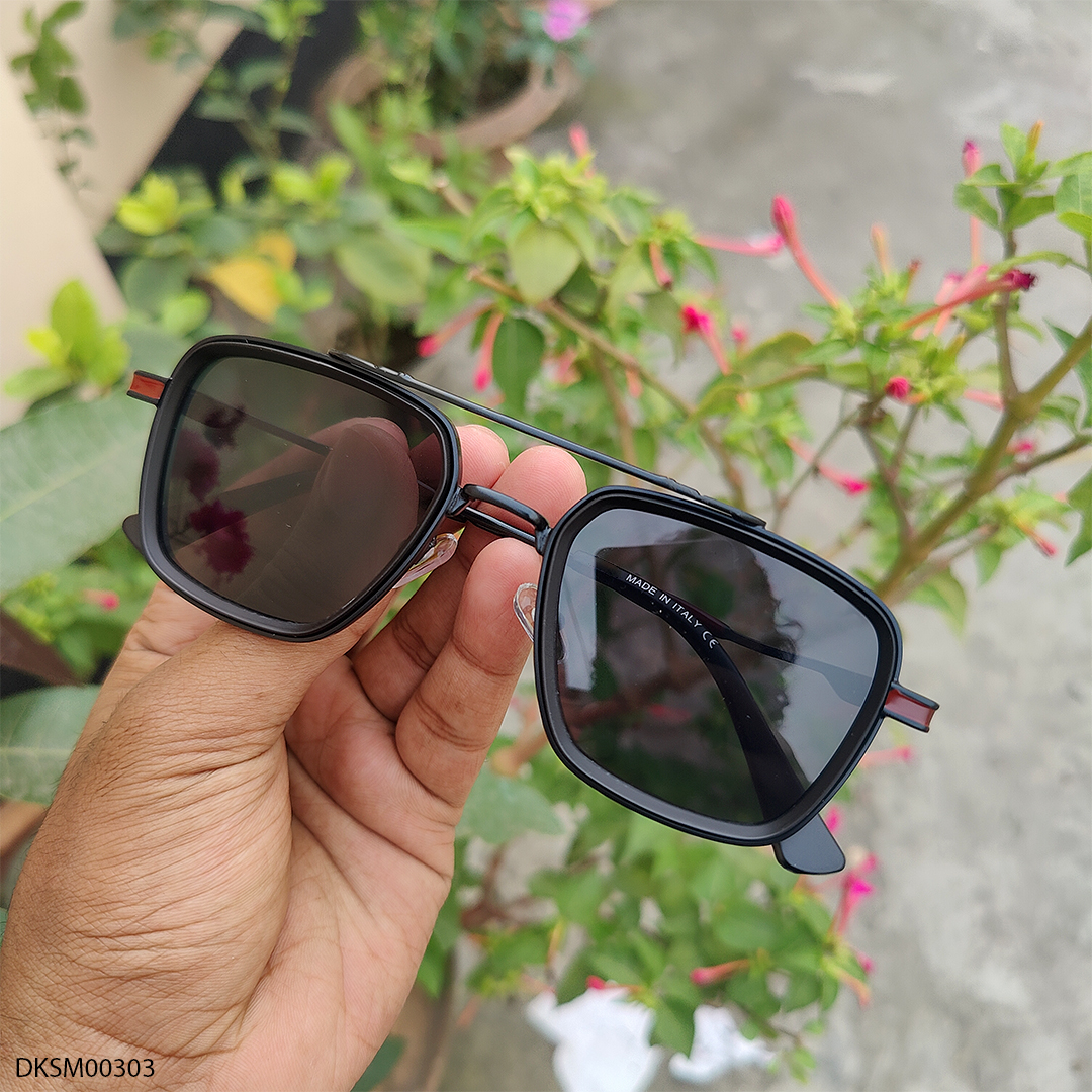 Black Color Double Bridge Metal Sunglass
