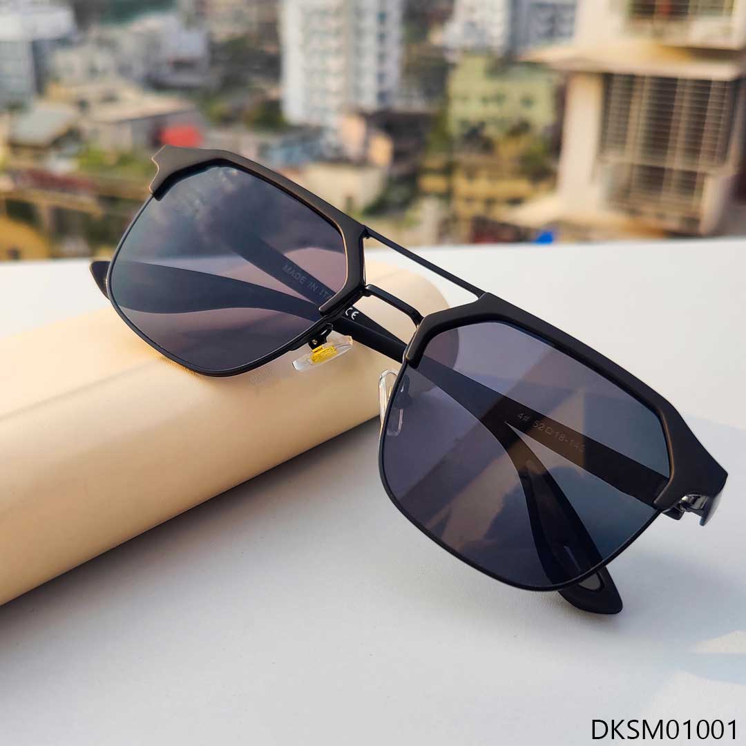 Premium Black Color Double Bridge Sunglass 26