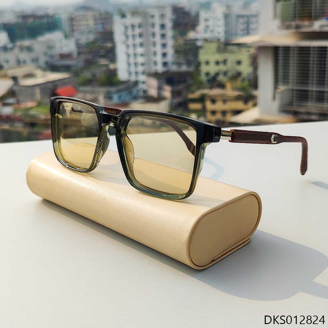 Olive Transparent Wooden Texture Sunglass