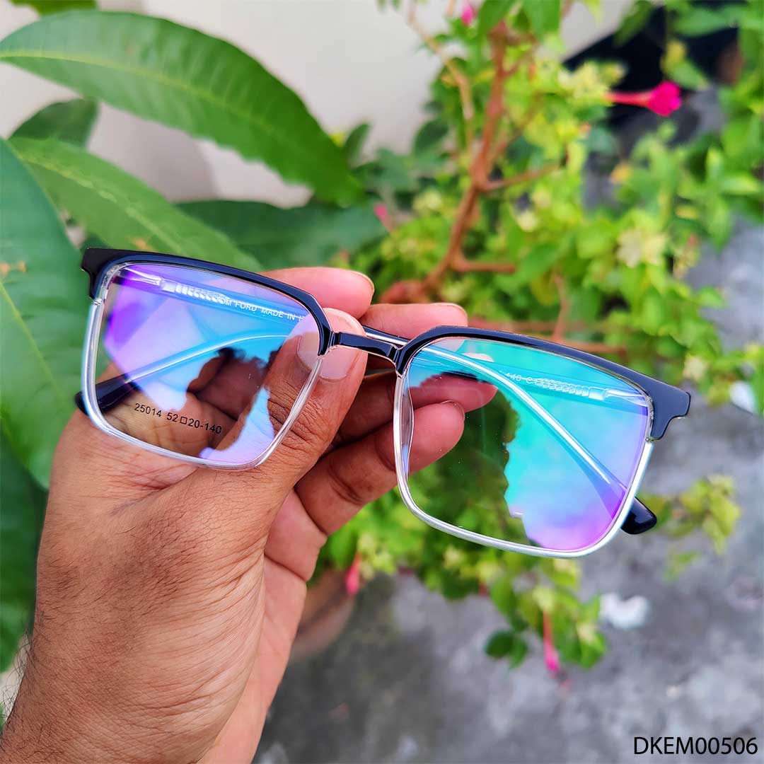 Trendy Black & Transparent Mixed Glossy Eyeglasses