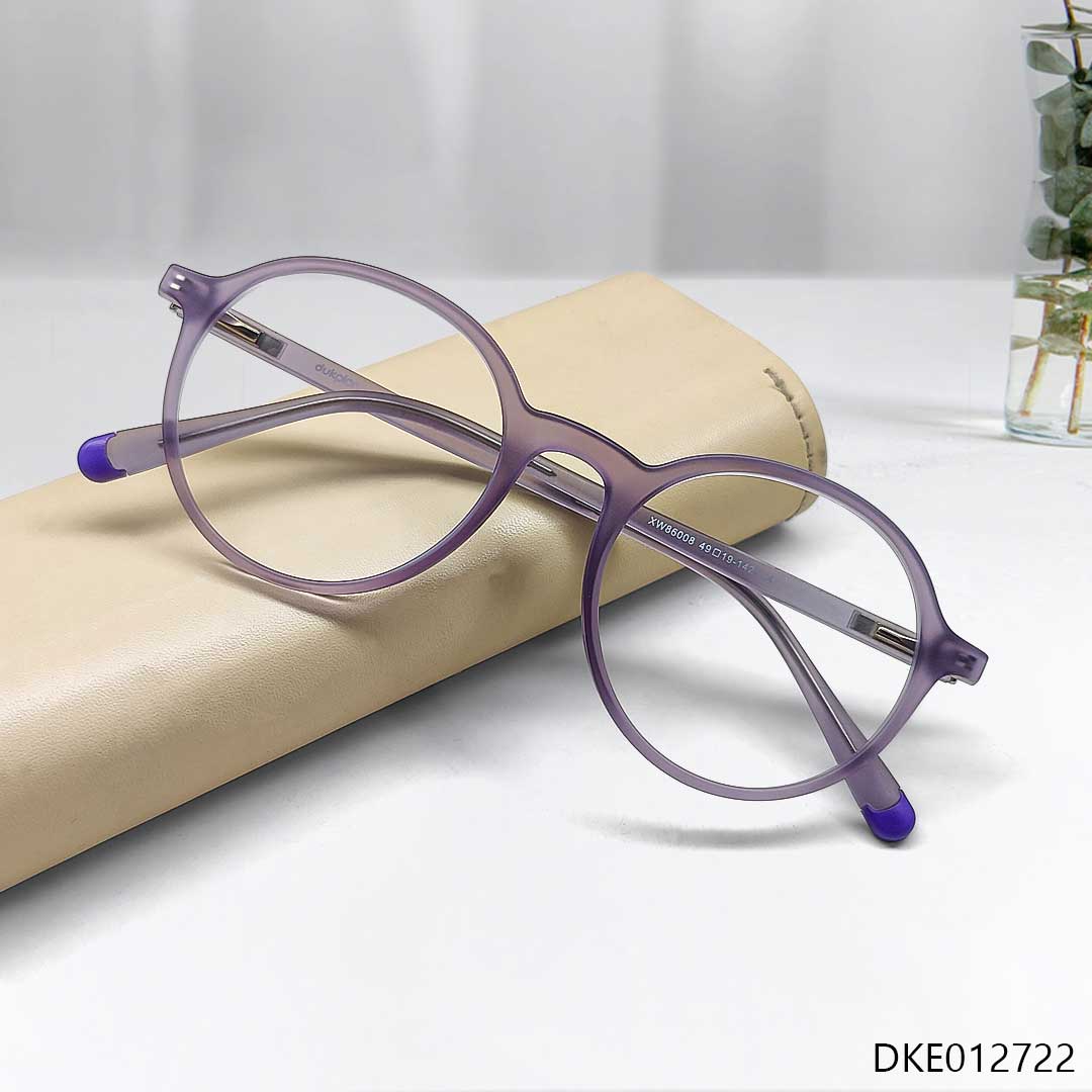 Round Shape Purple Transparent Eyeglass