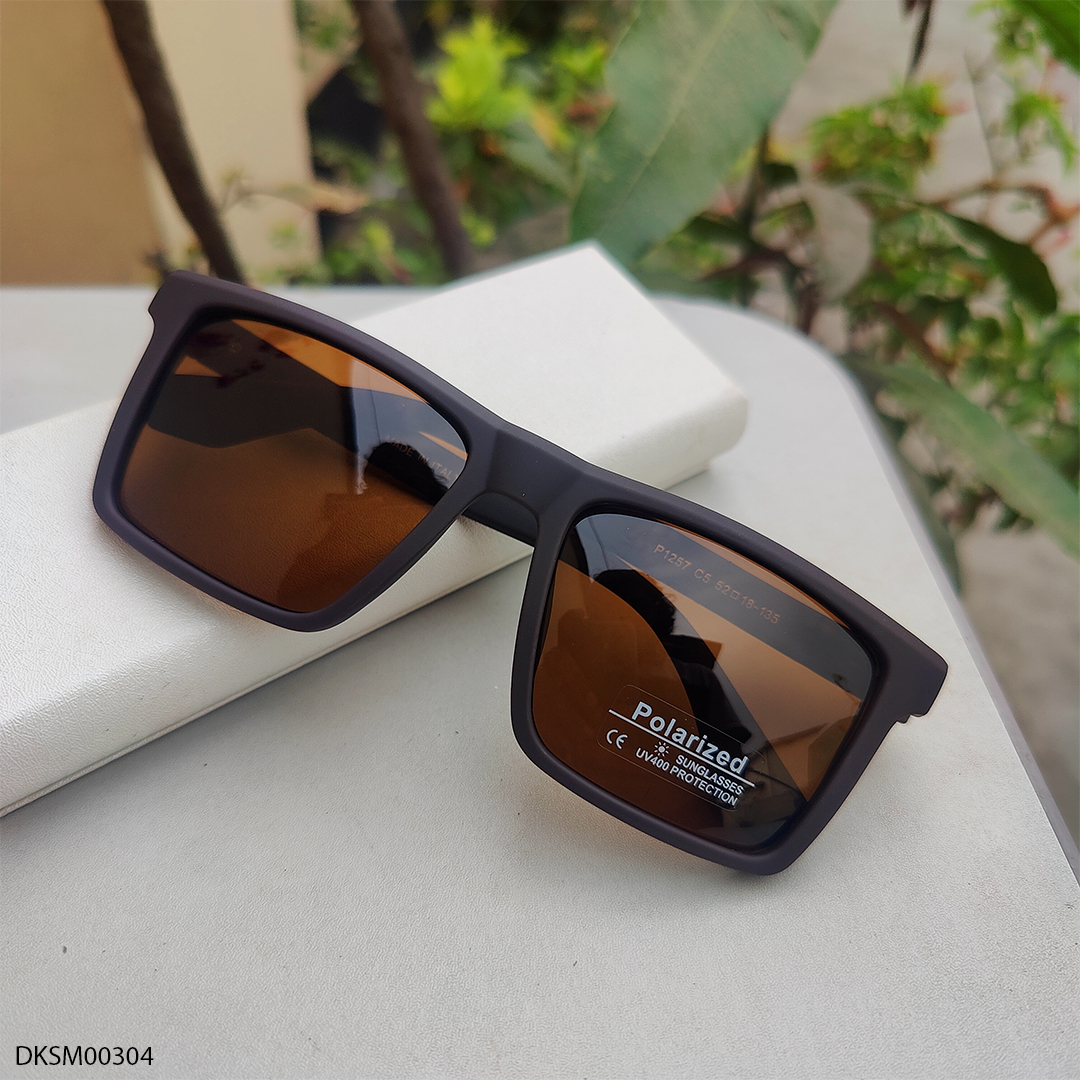 Brown Color Square Shape Polarized Sunglasses