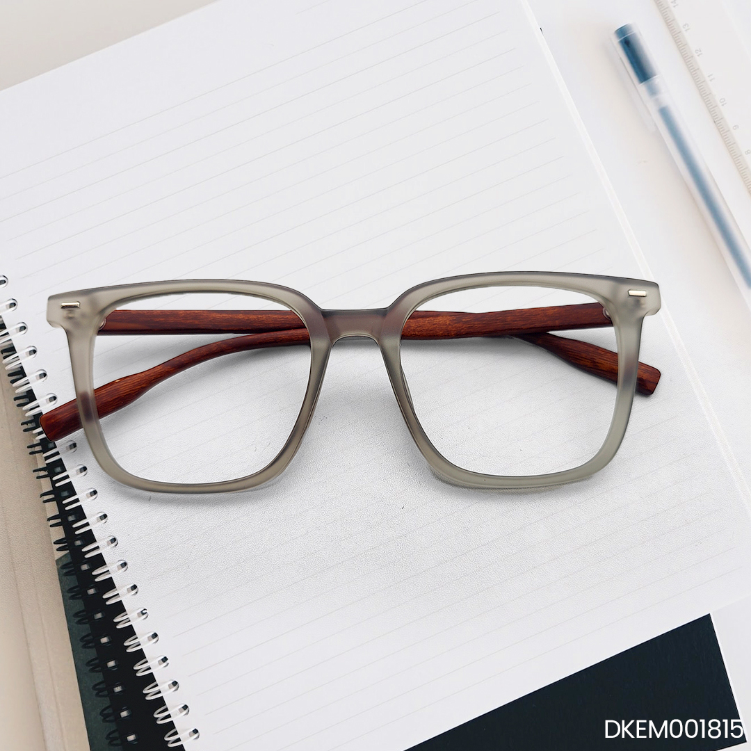 Grey Transparent Wooden Eyeglasses 2026