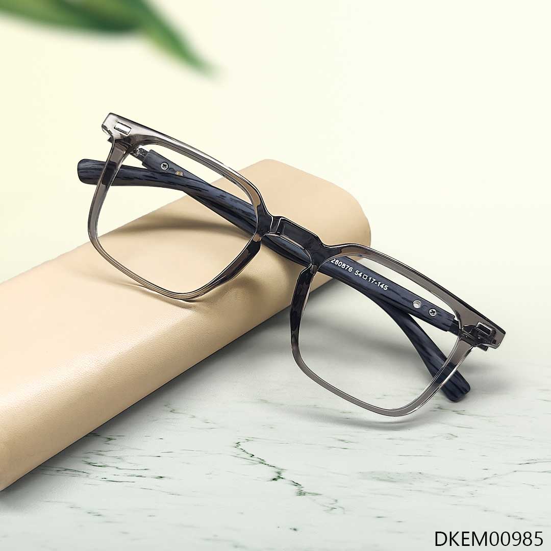 Grey Transparent Wooden Texture Eyeglasses