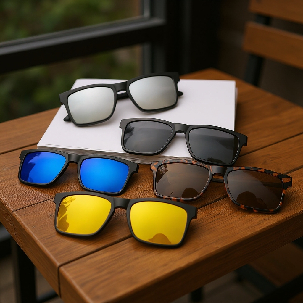 New Arrived Square Shape 6in1 Magnetic Sunglasses