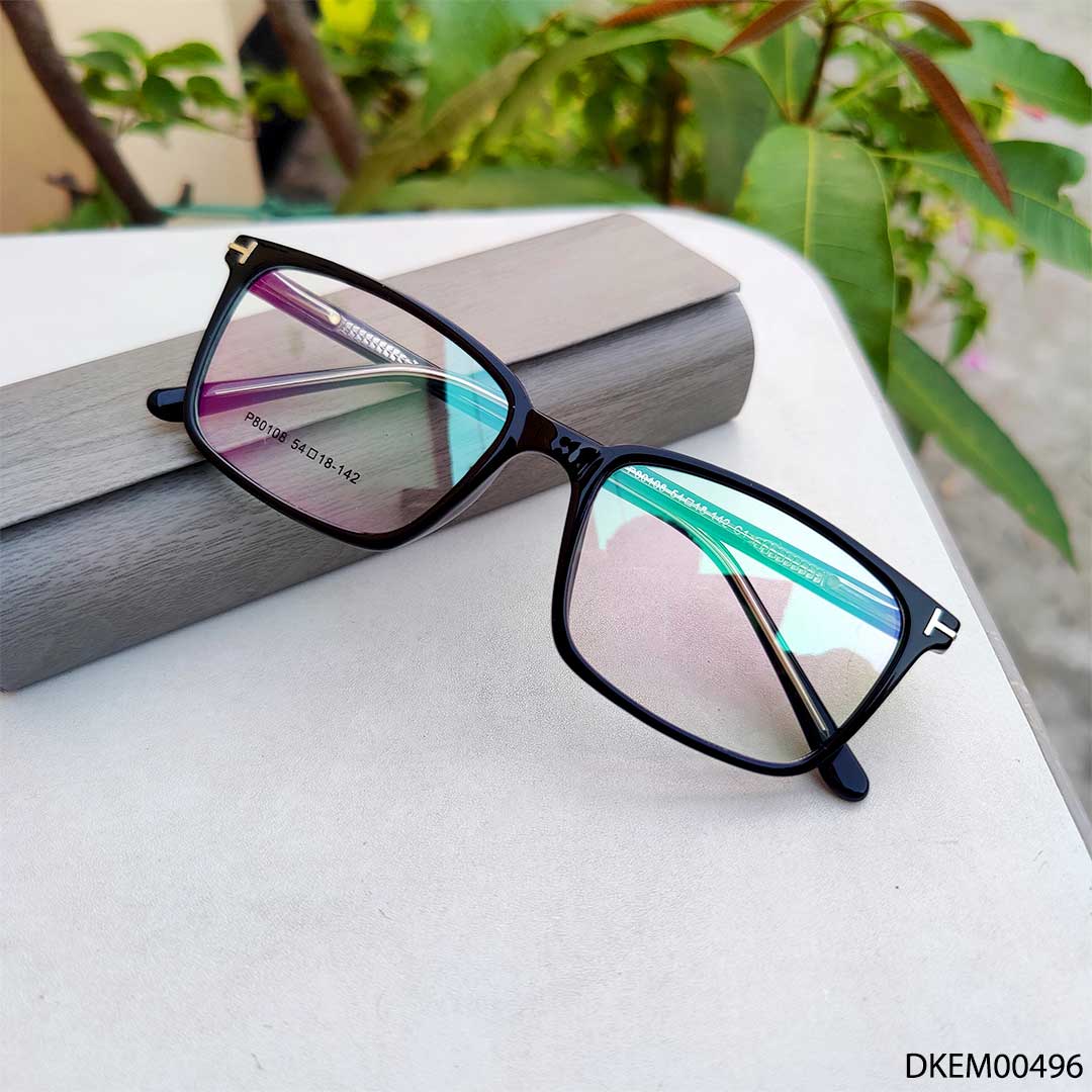 Square Shape Glossy Black Eyeglasses