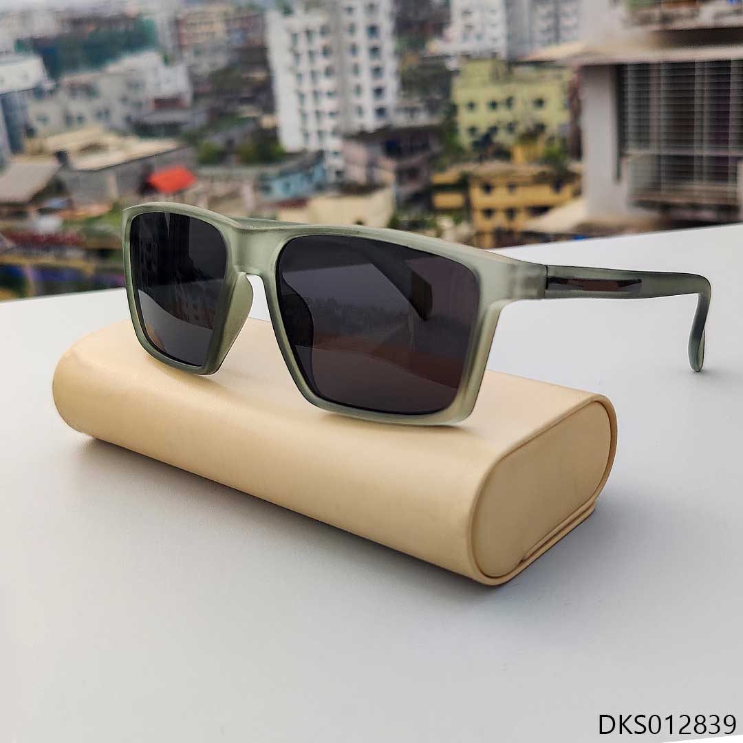 Olive Transparent Color Unique Design Sunglass