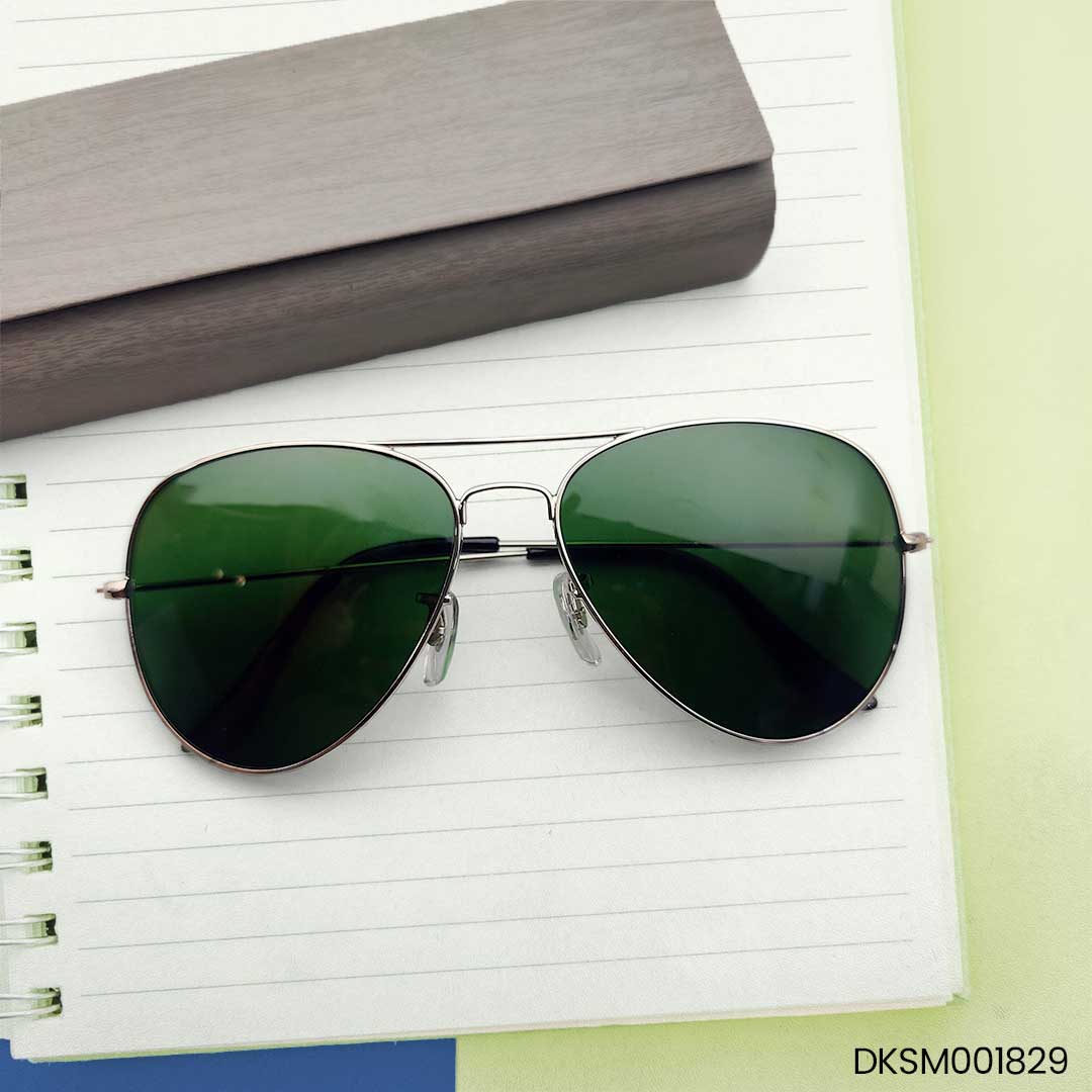 Bottle Green Color Double Bridge Sunglasses