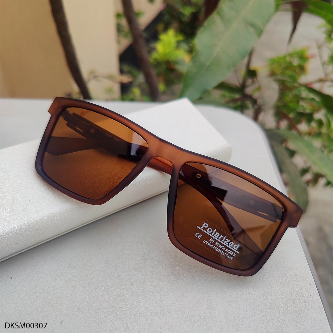 Square Shape Polarized Brown Color Sunglasses