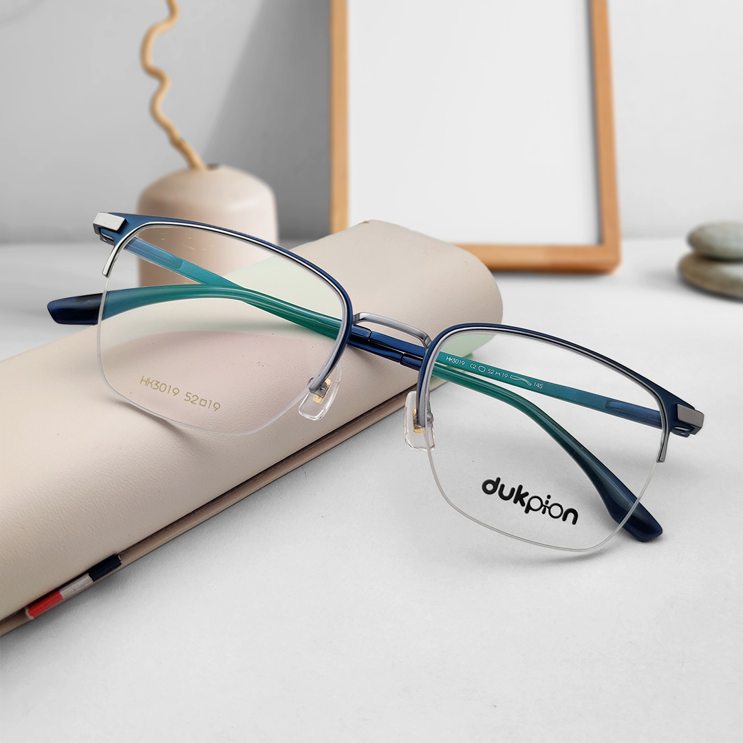 Half Blue Colour Men Eyeglass Frame
