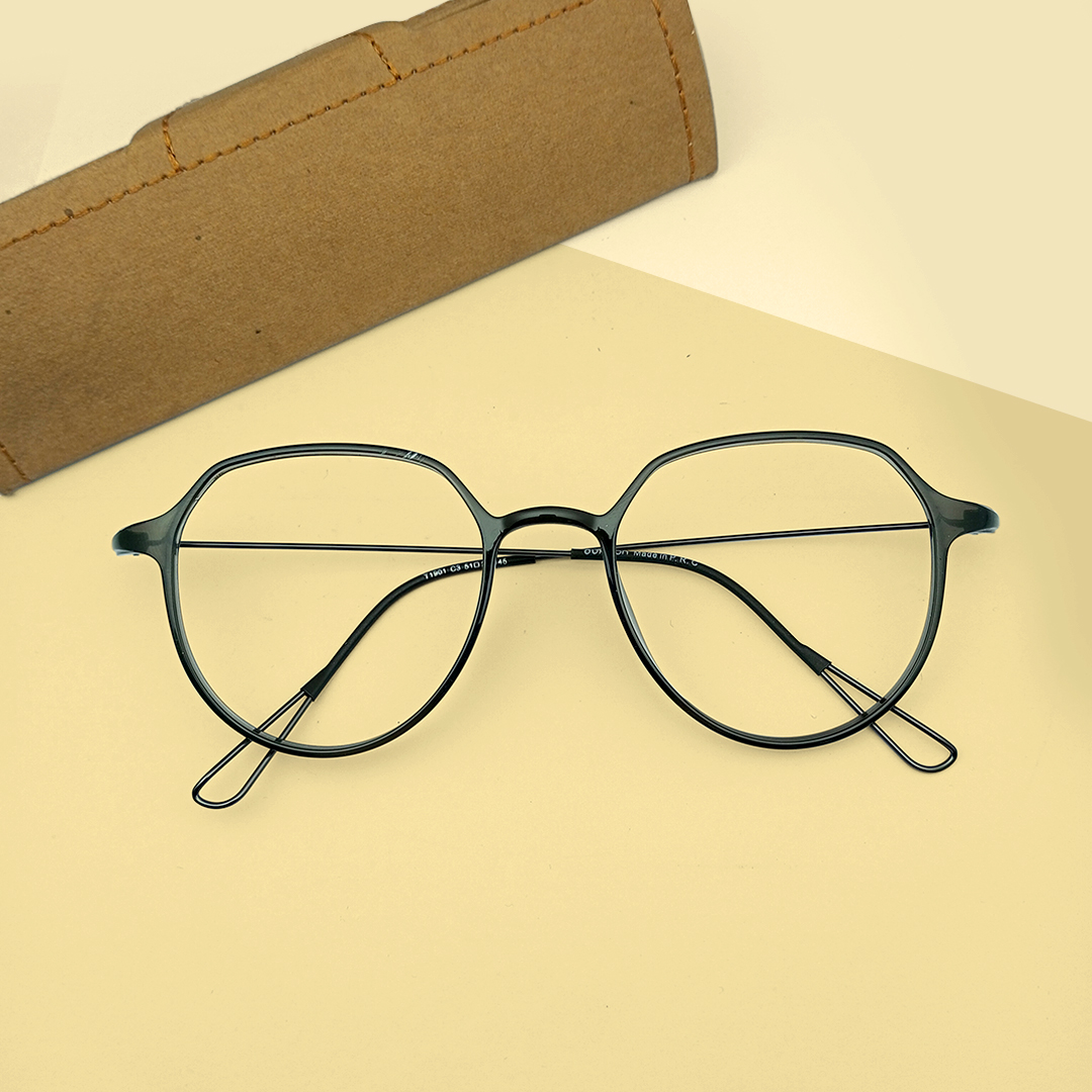 New Black Semi Round Eyeglasses