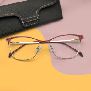 Red Color Cat Eye Ladies Eyeglasses