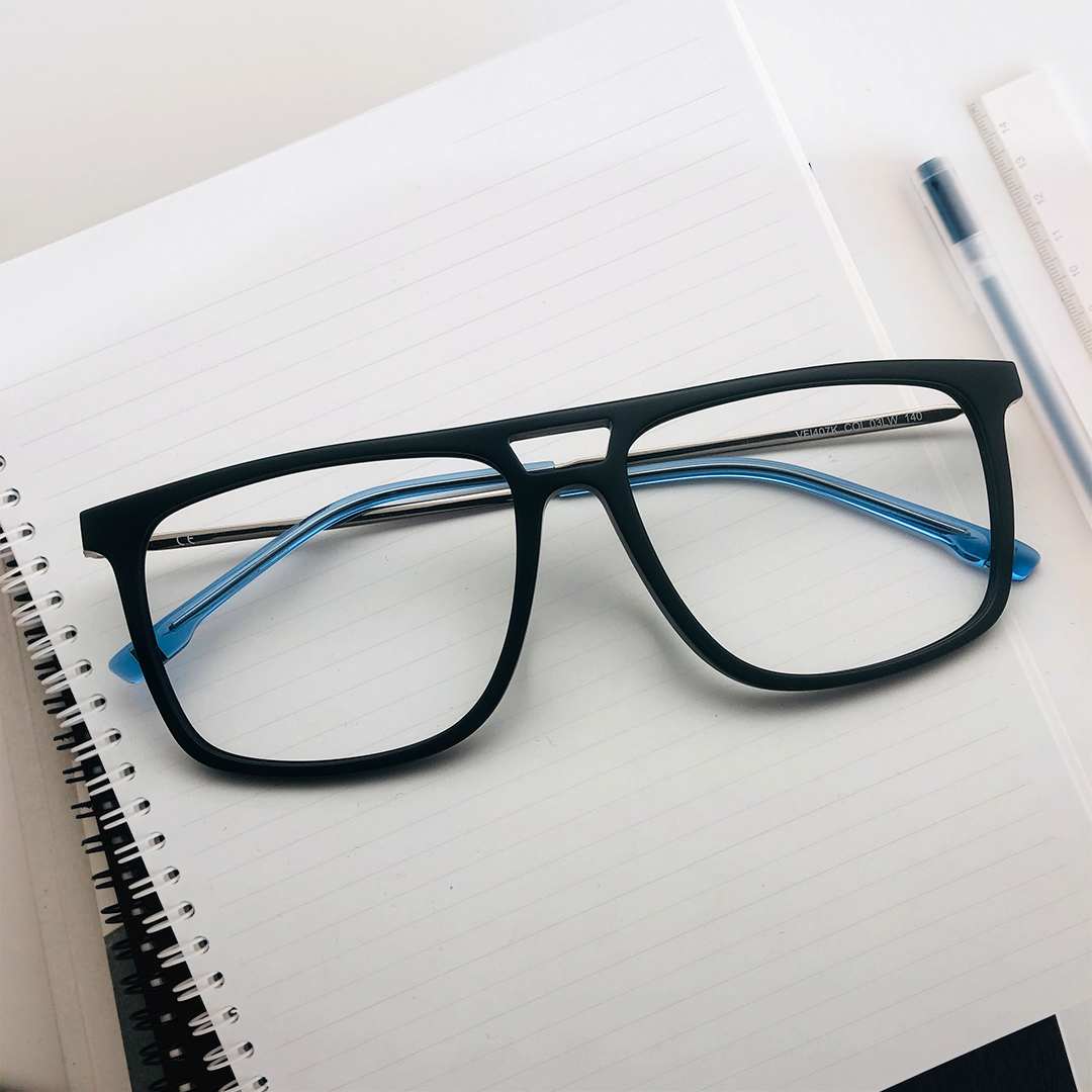 Double Bridge Square Shape Eyeglasses