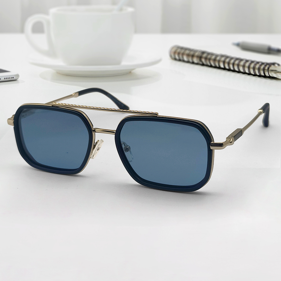 Double Bridge Metal And Fiber Sunglasses