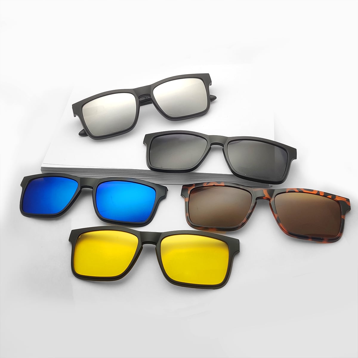 New Arrived Square Shape 6in1 Magnetic Sunglasses