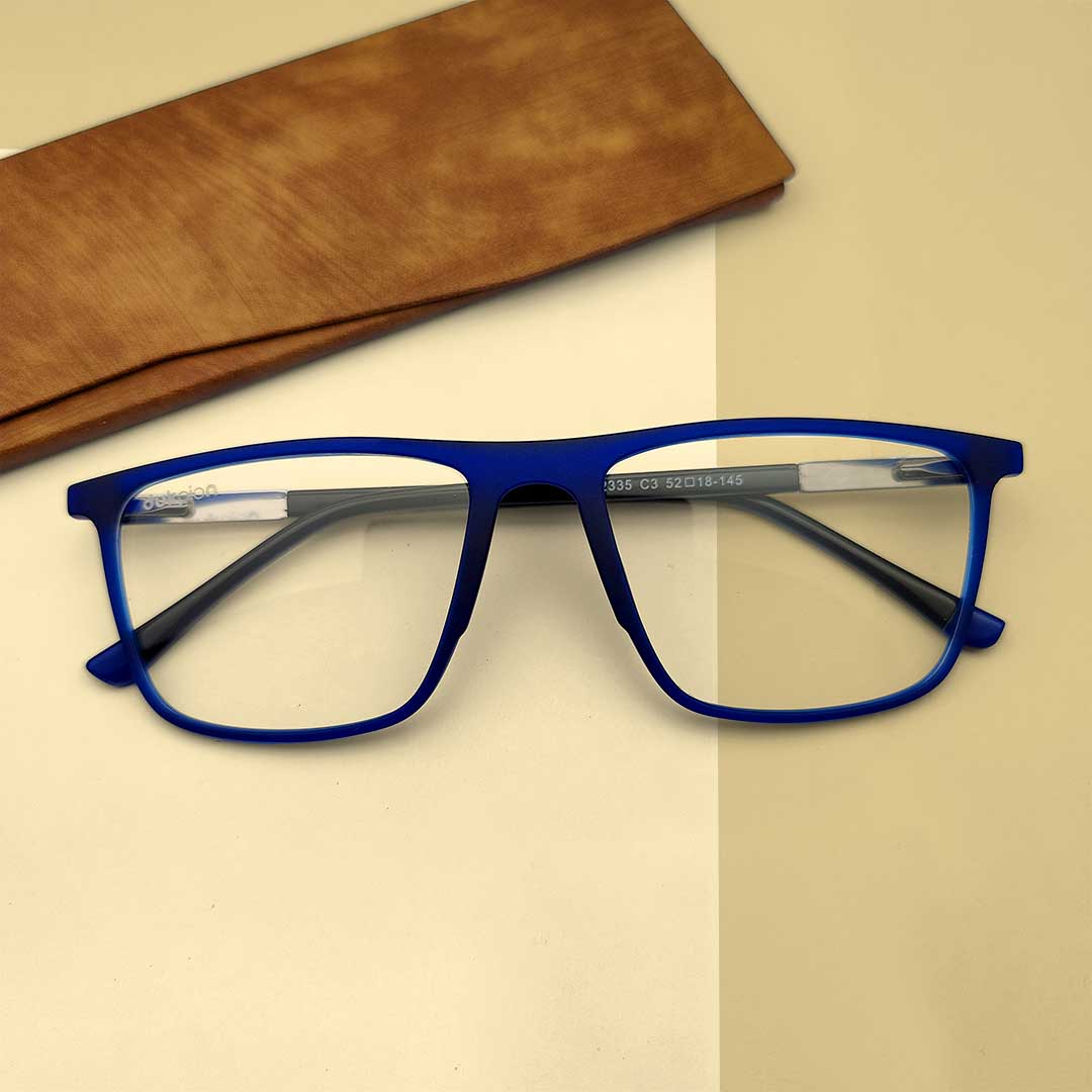 Blue Color Fiber and Metal Eyeglass