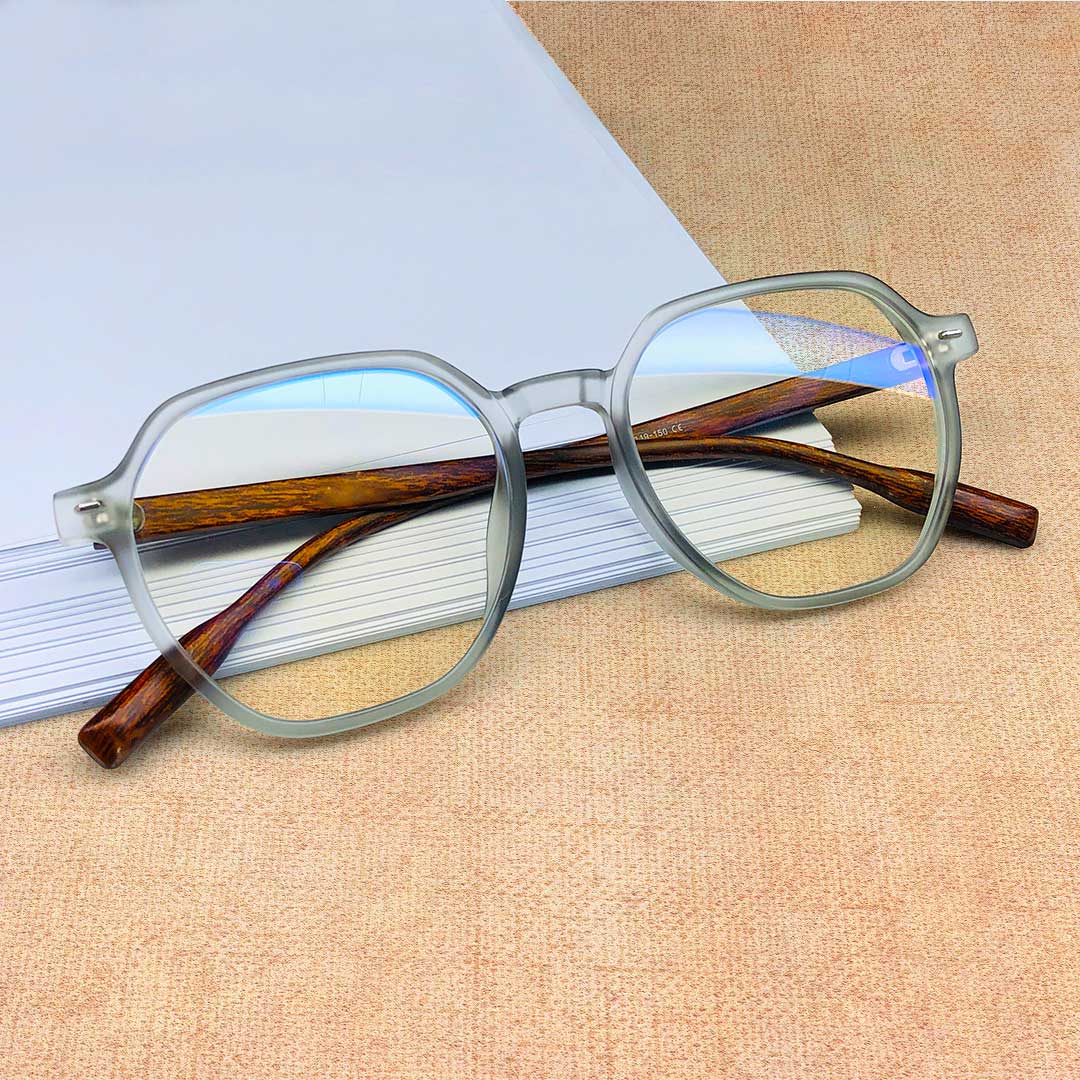 Round Shape Grey Transparent Wooden Frame