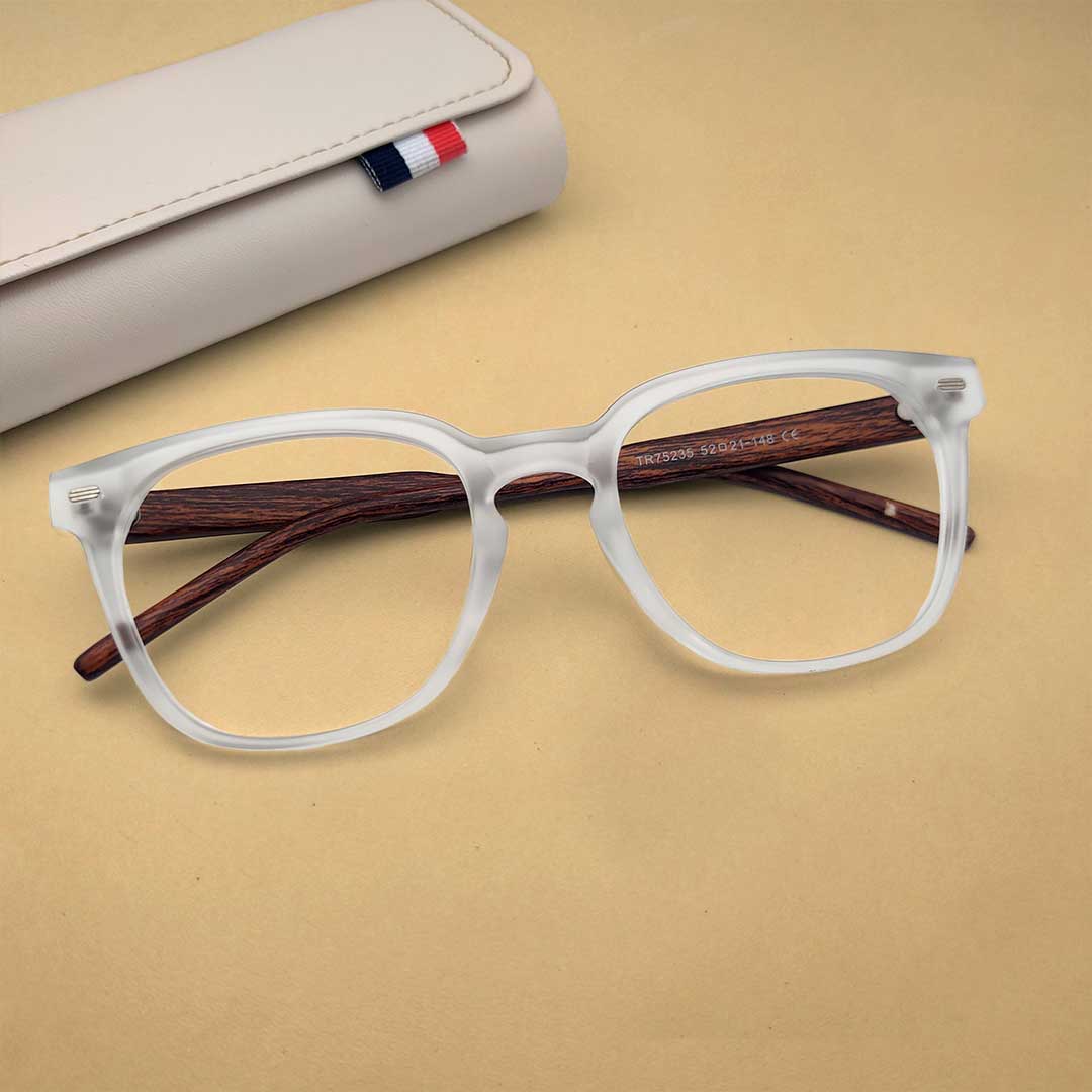 Oval Shape White Transparent Wooden Frame