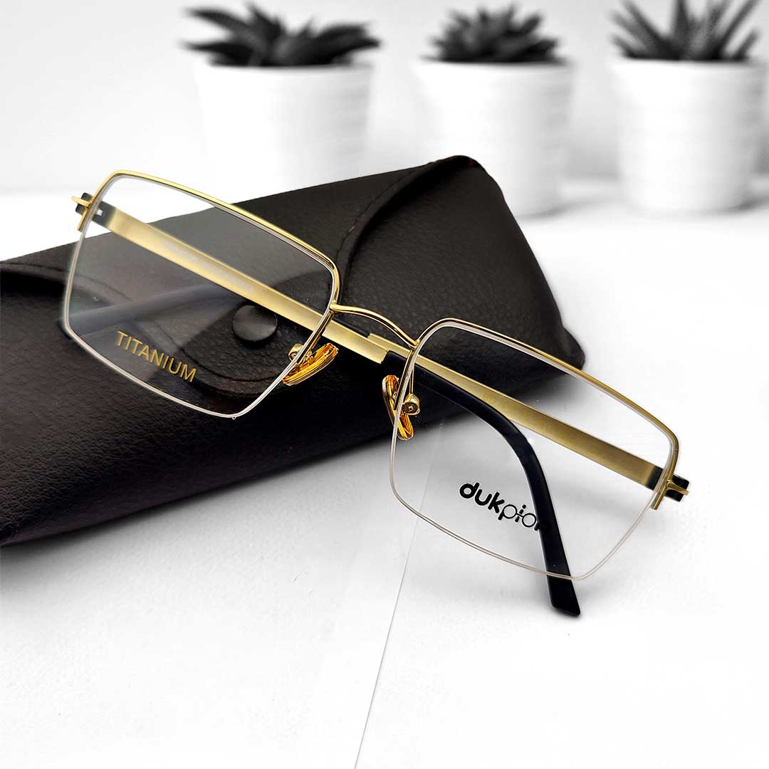 Golden Color Half-Rim Eyeglass