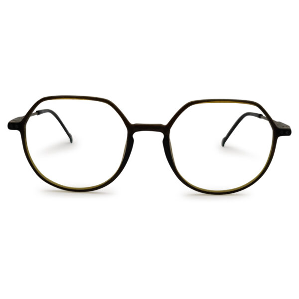 Olive Green Semi Round Eyeglasses Frame