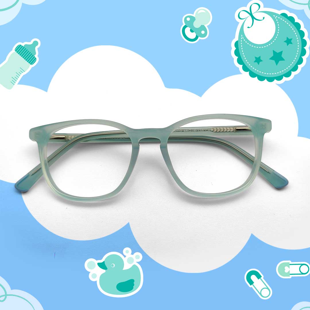 Green Transparent Color Kid`s Eyeglass
