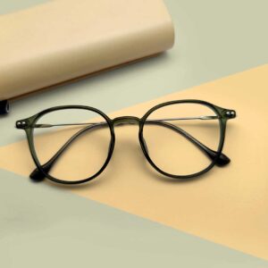 Olive Transparent Color Round Shape Eyeglass