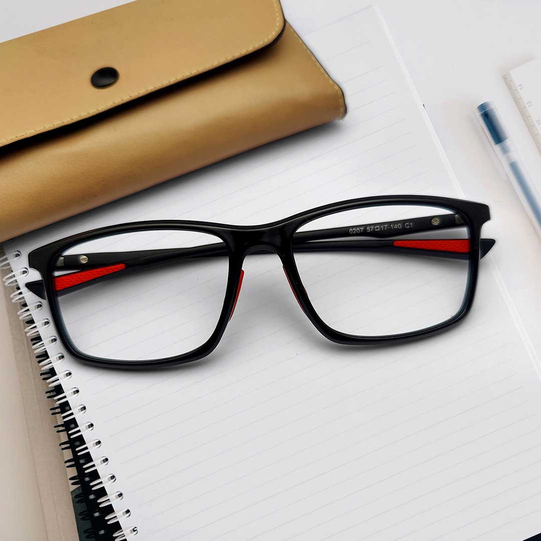 Black Mixed Flexible Eyeglasses Frame