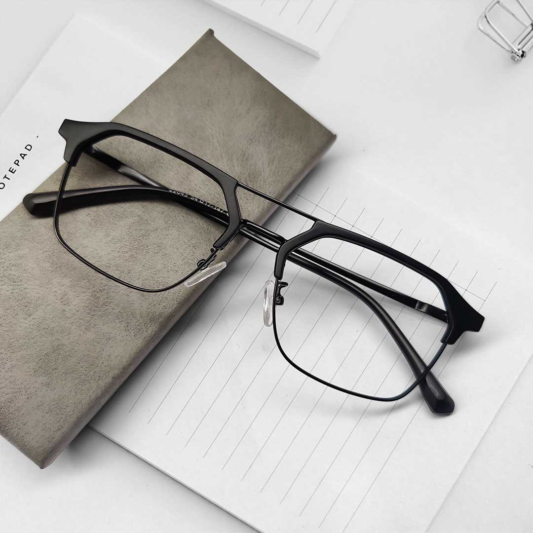 Black Color Double Bridge Blue cut Eyeglass