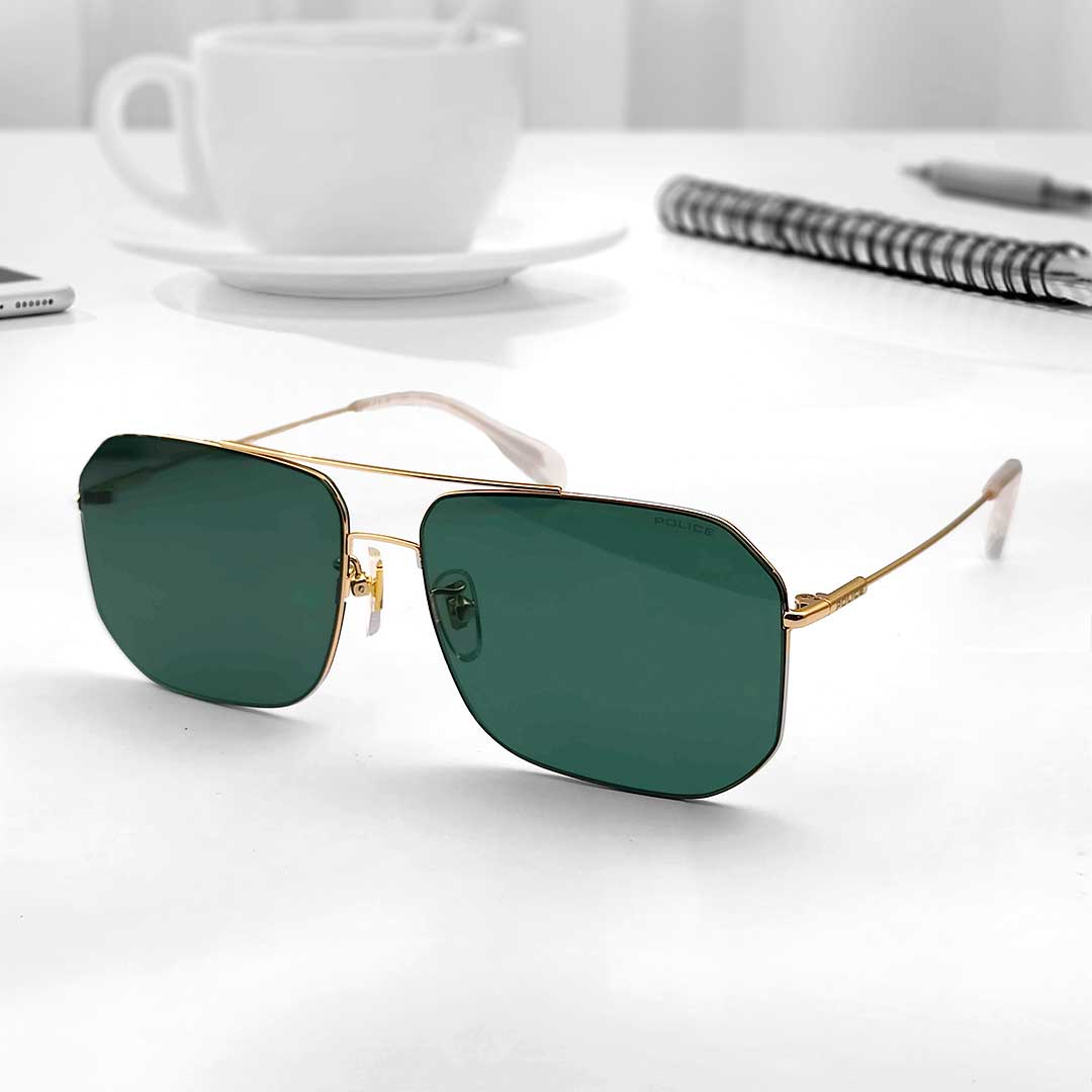 Golden Color Square Shape Metal Sunglasses