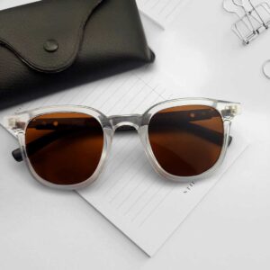 Transparent Color Wooden Temple Sunglasses