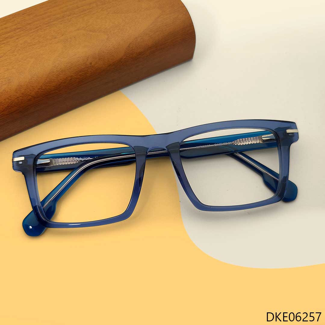 Blue Transparent Square Shape Eyeglasses