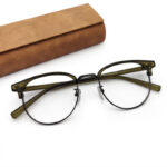 Olive Transparent Clubmaster Eyeglasses