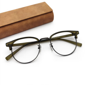 Olive Transparent Clubmaster Eyeglasses