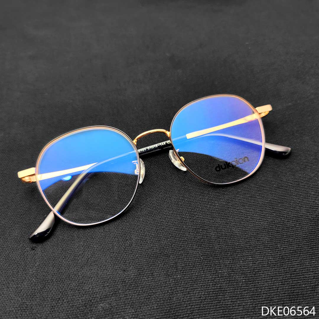 New Golden Color Semi Round Eyeglasses