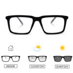 Black Color Square Shape Photochromic Glasses
