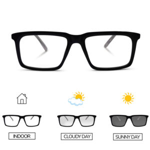 Black Color Square Shape Photochromic Glasses
